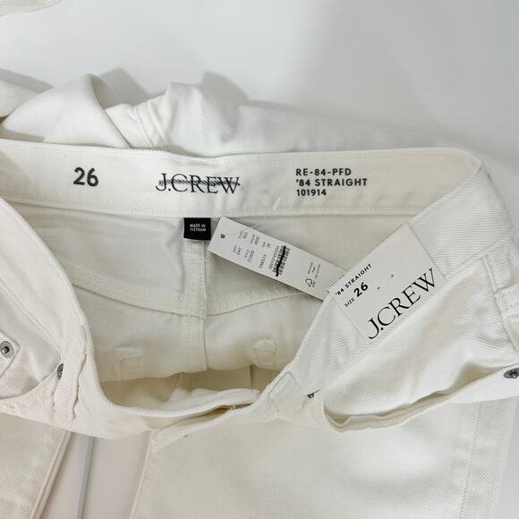 J.Crew Mid Rise Straight Jean 1984 Rigid White Denim Womens Relaxed US 26 NWT - Picture 9 of 14